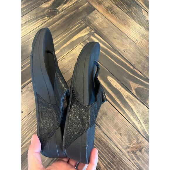 Fitflop Platform Thong Flip Flop Sandals Women 8 Neutral Black Summer Beachy - Picture 5 of 8